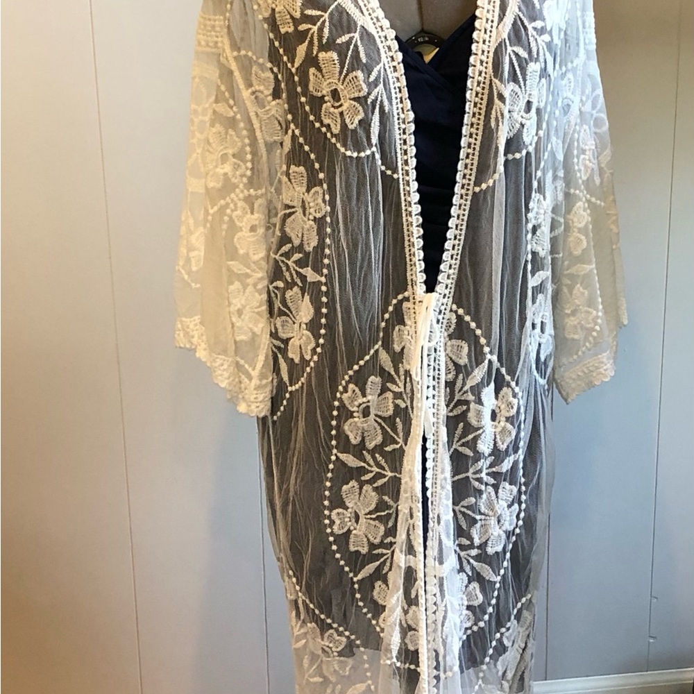 Elegant Sheer Lace Kimono